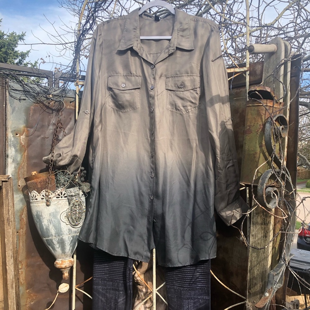 🐑🐑🐑🐇 Isda brand Ombré silk tunic top earthy tones